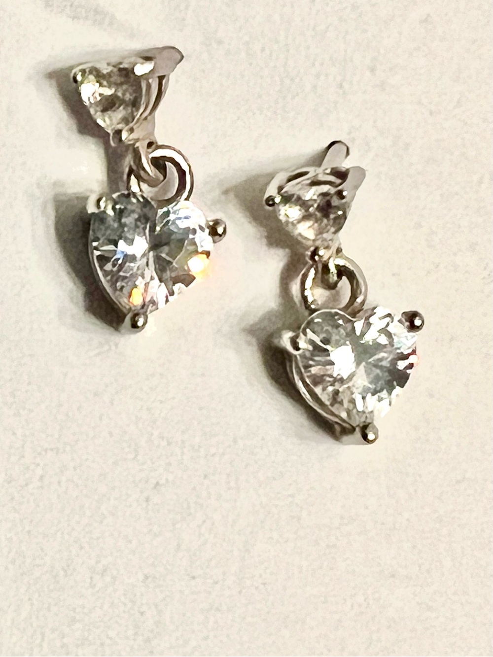 925 Sterling Silver Double Heart Stud Earrings Sparkling